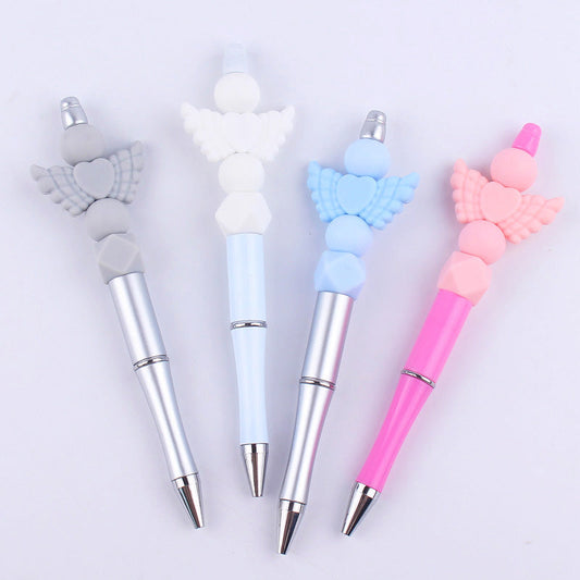 Beadable Pens Handmade Angel Silicone Beaded Ballpoint Pen GuangTian005