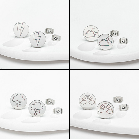 earrings Geometric round weather stainless steel stud earrings SS045