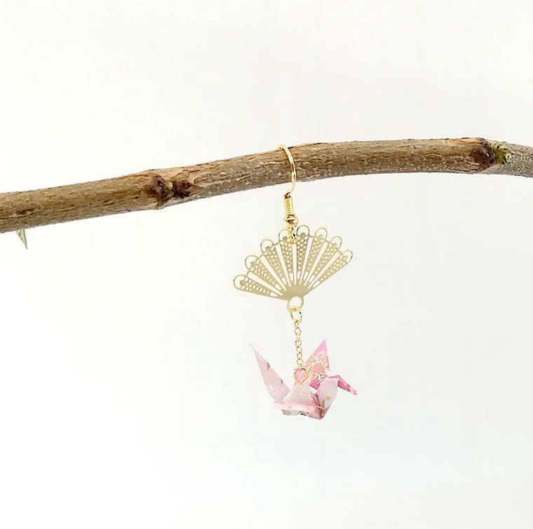 Alloy origami thousand paper crane earrings MIC-MSY007