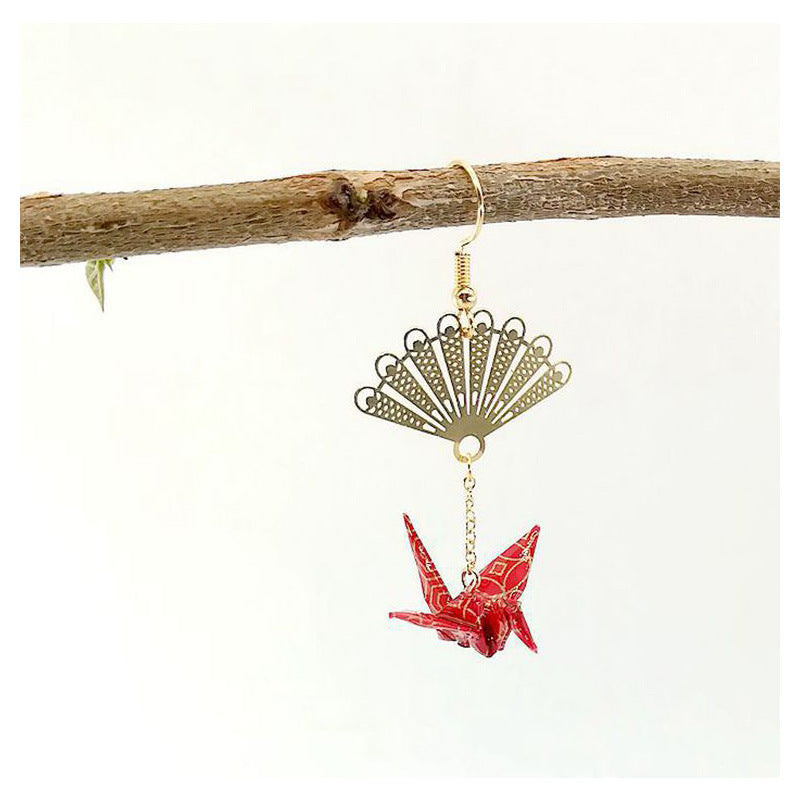 Alloy origami thousand paper crane earrings MIC-MSY007