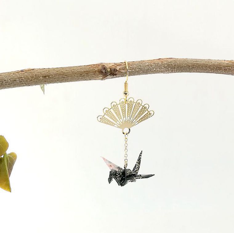 Alloy origami thousand paper crane earrings MIC-MSY007