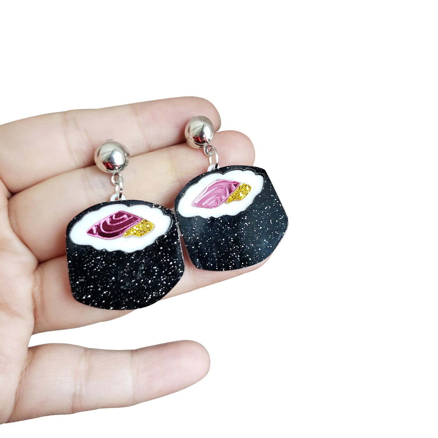 Acrylic Rice and vegetable roll sushi earrings MIC-XueP061