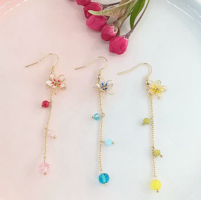 Alloy long crystal hollow earrings MIC-MSY002