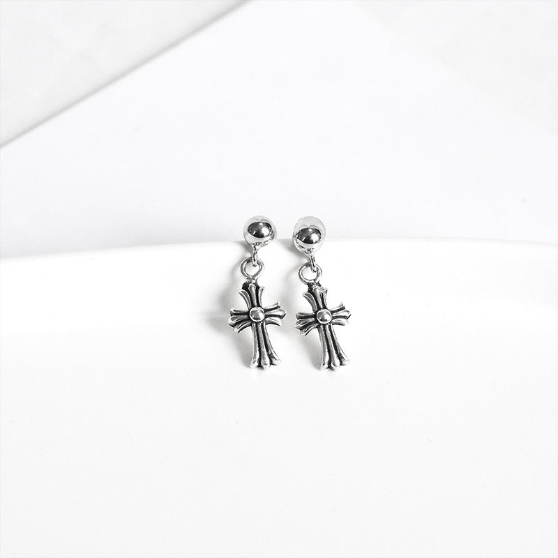 S925 Sterling silver cross earrings MIC-DeL010