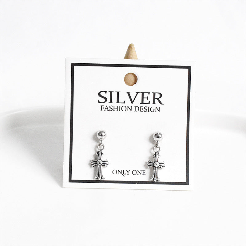 S925 Sterling silver cross earrings MIC-DeL010