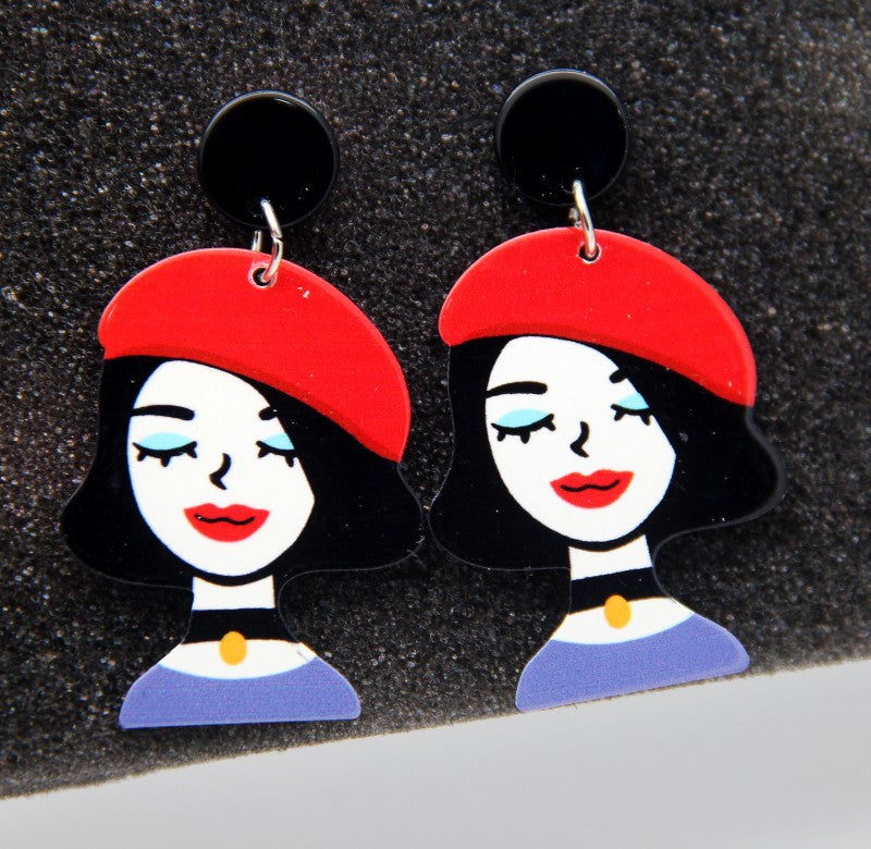 Acrylic cartoon temperament personalized earrings MIC-HanS006