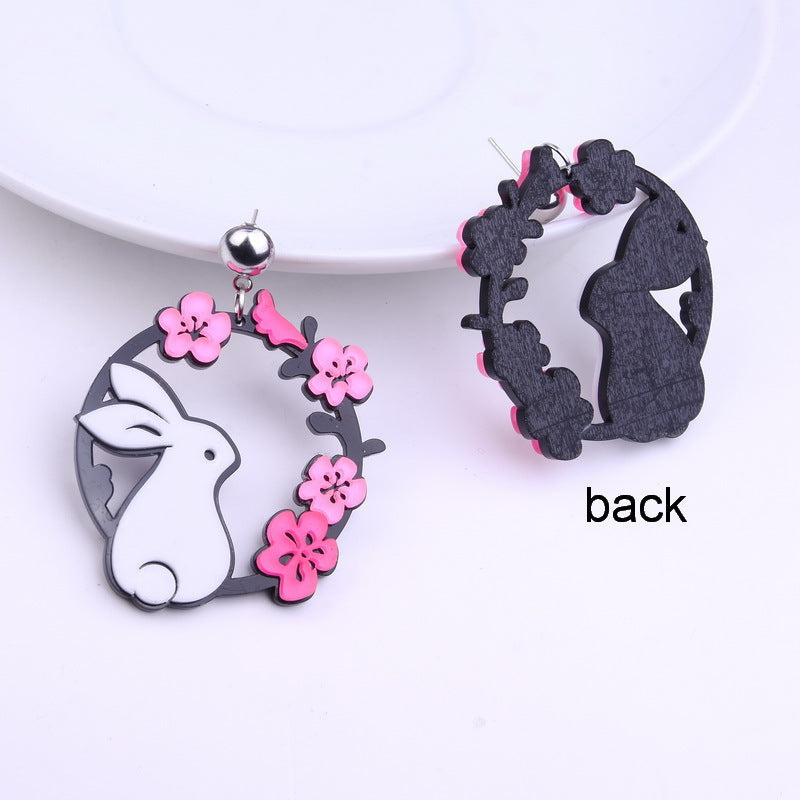 Acrylic colored rabbit earrings MIC-NingD007