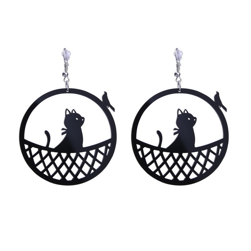 Acrylic Cat Geometry Earrings MIC-NingD024