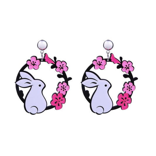 Acrylic colored rabbit earrings MIC-NingD007