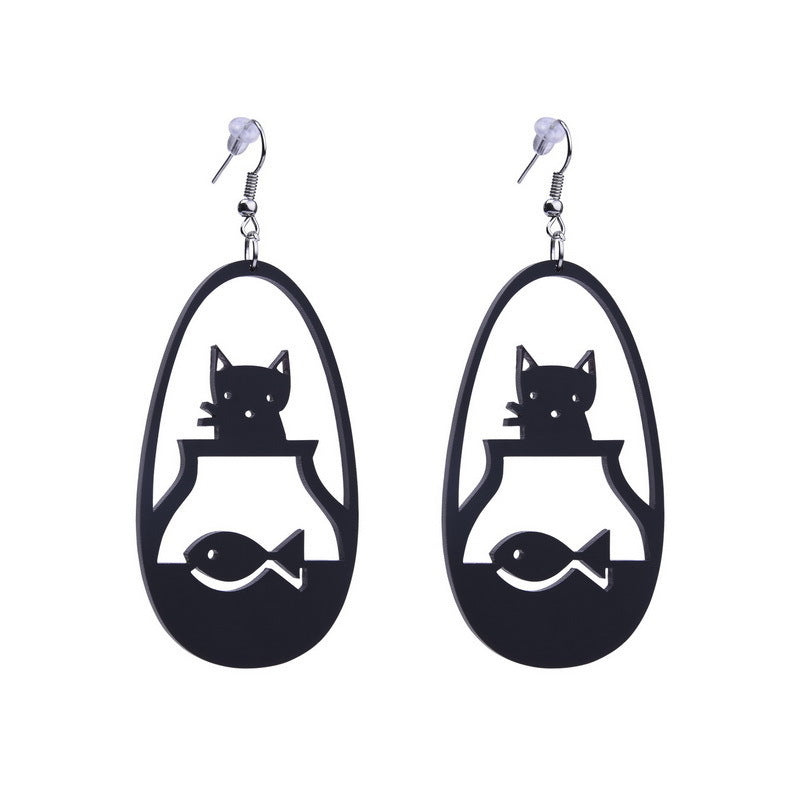 Acrylic Cat Geometry Earrings MIC-NingD024