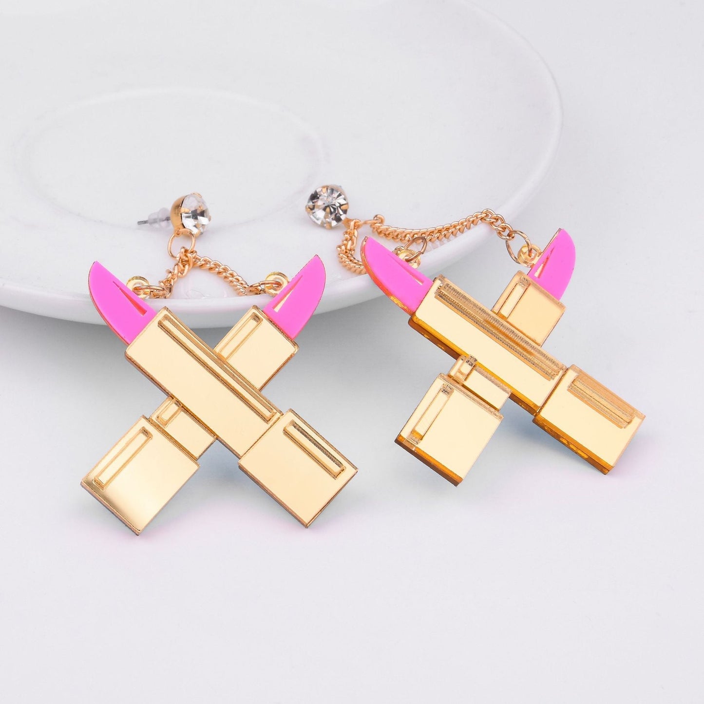 Acrylic cross lipstick earrings MYA-XueP037