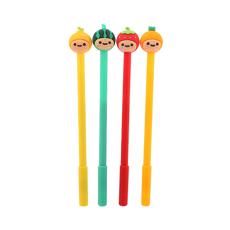 Random Cartoon Fruit Shape Silicone Plastic Ballpoint Pen Liuj005