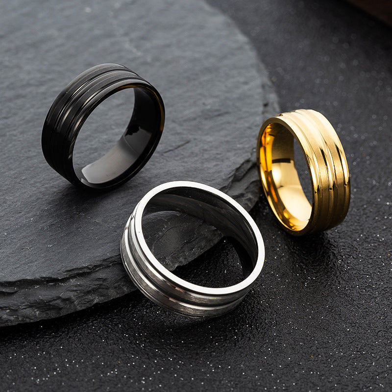 Stainless steel frosted ring simple ring ShouM032