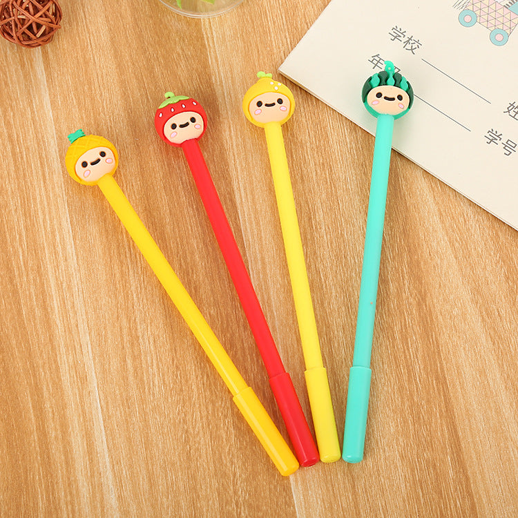 Random Cartoon Fruit Shape Silicone Plastic Ballpoint Pen Liuj005