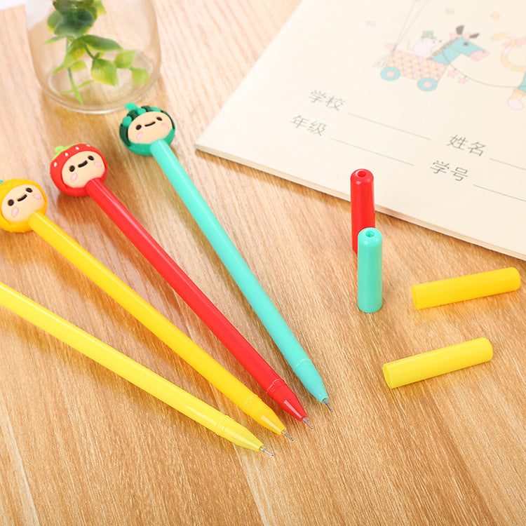 Random Cartoon Fruit Shape Silicone Plastic Ballpoint Pen Liuj005