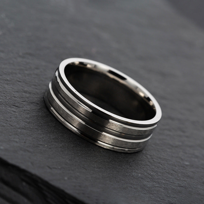 Stainless steel frosted ring simple ring ShouM032