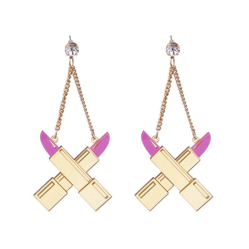 Acrylic Cross Lipstick Earrings MIC-NingD028