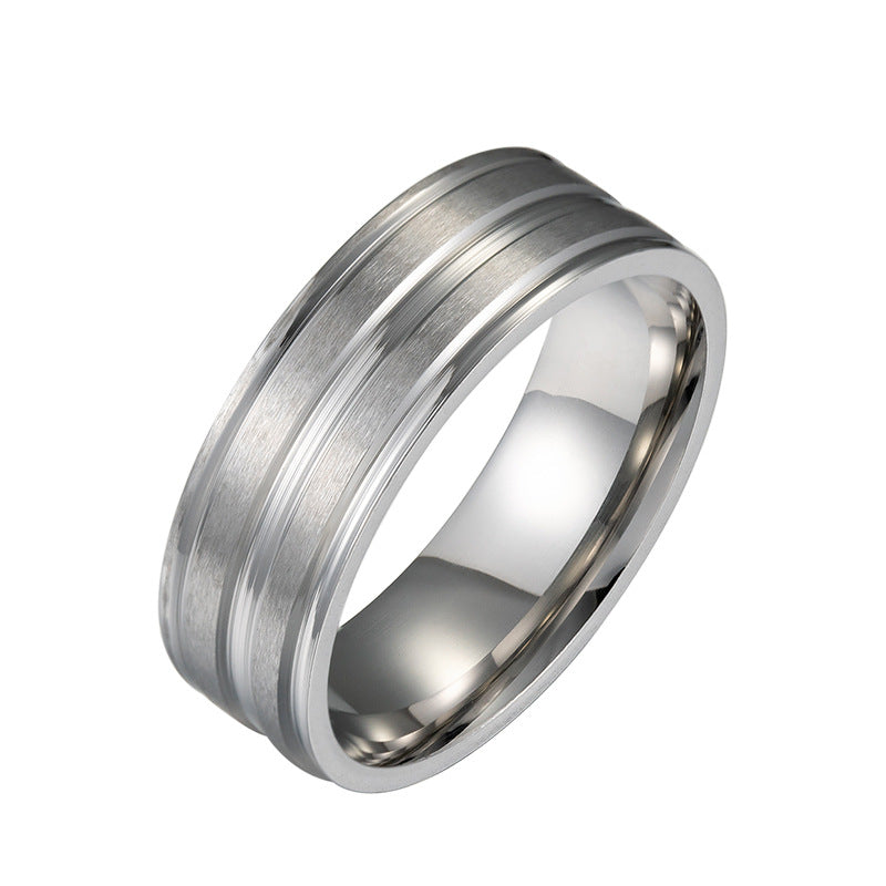 Stainless steel frosted ring simple ring ShouM032