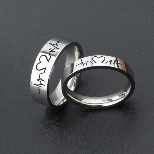 Ring Stainless Steel EKG Couple Ring HuH008