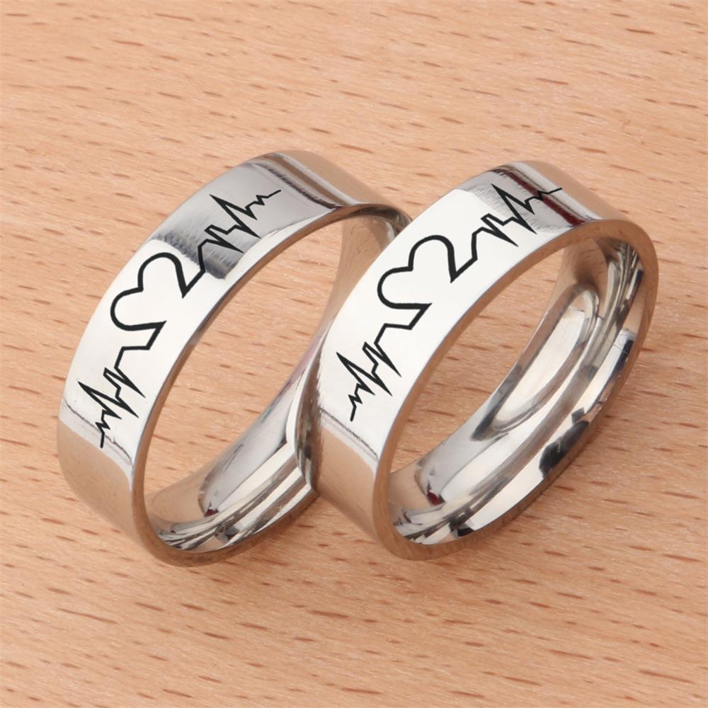 Ring Stainless Steel EKG Couple Ring HuH008