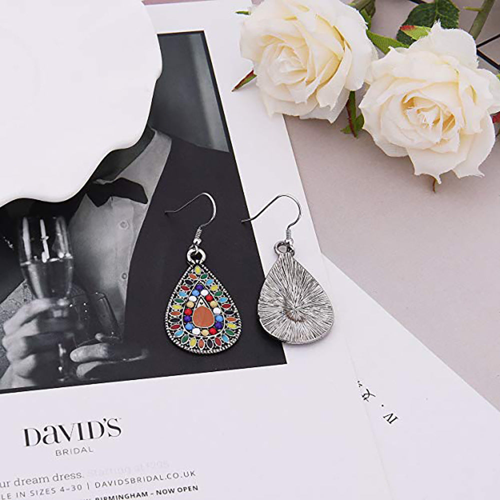 Acrylic Bohemian ethnic feng shui drop earrings (Minimo de Compra 12) MIC-QiuS004