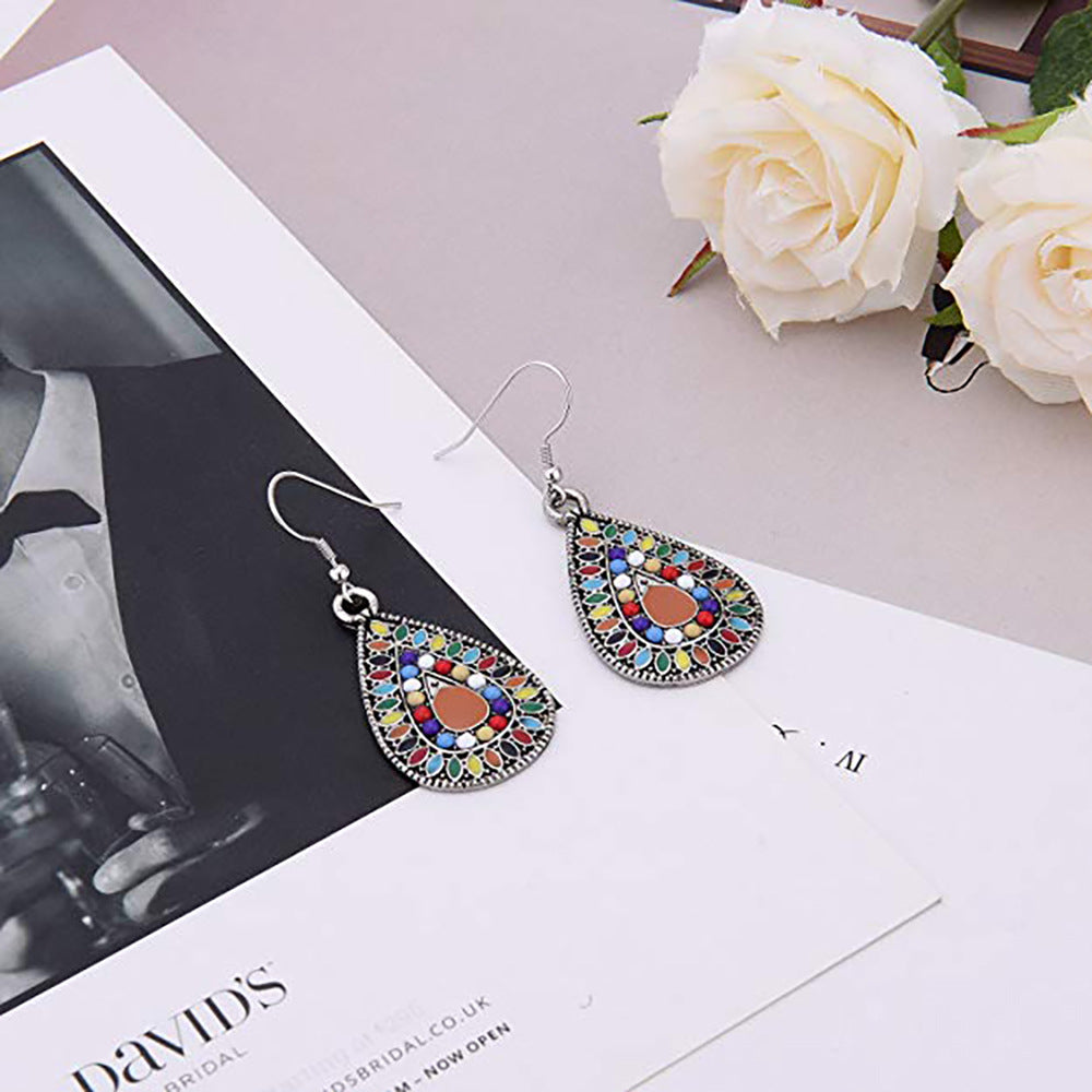 Acrylic Bohemian ethnic feng shui drop earrings (Minimo de Compra 12) MIC-QiuS004