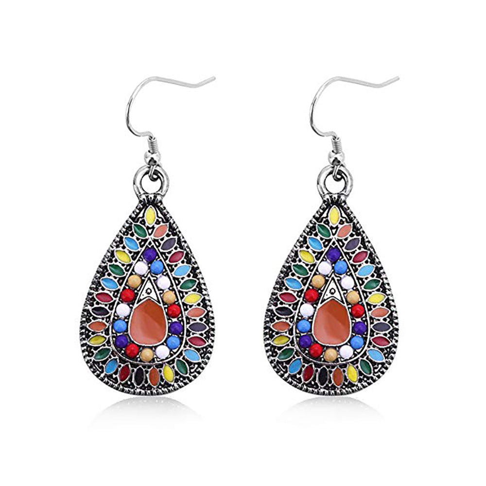 Acrylic Bohemian ethnic feng shui drop earrings (Minimo de Compra 12) MIC-QiuS004