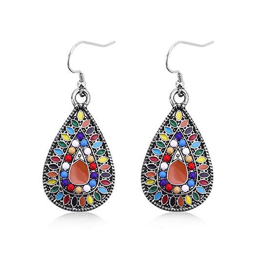 Acrylic Bohemian ethnic feng shui drop earrings (Minimo de Compra 12) MIC-QiuS004