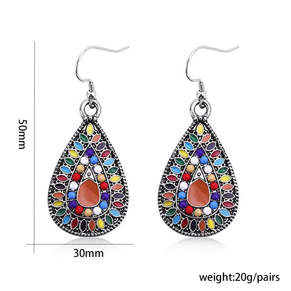 Acrylic Bohemian ethnic feng shui drop earrings (Minimo de Compra 12) MIC-QiuS004