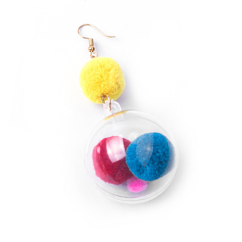 Alloy transparent ball colored hair ball earrings MIC-MDD118