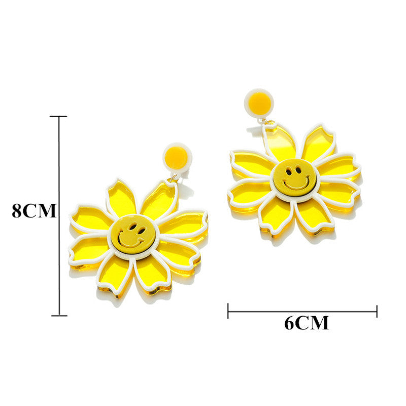 Acrylic Flower Smiling Face Earrings MIC-ChouD010