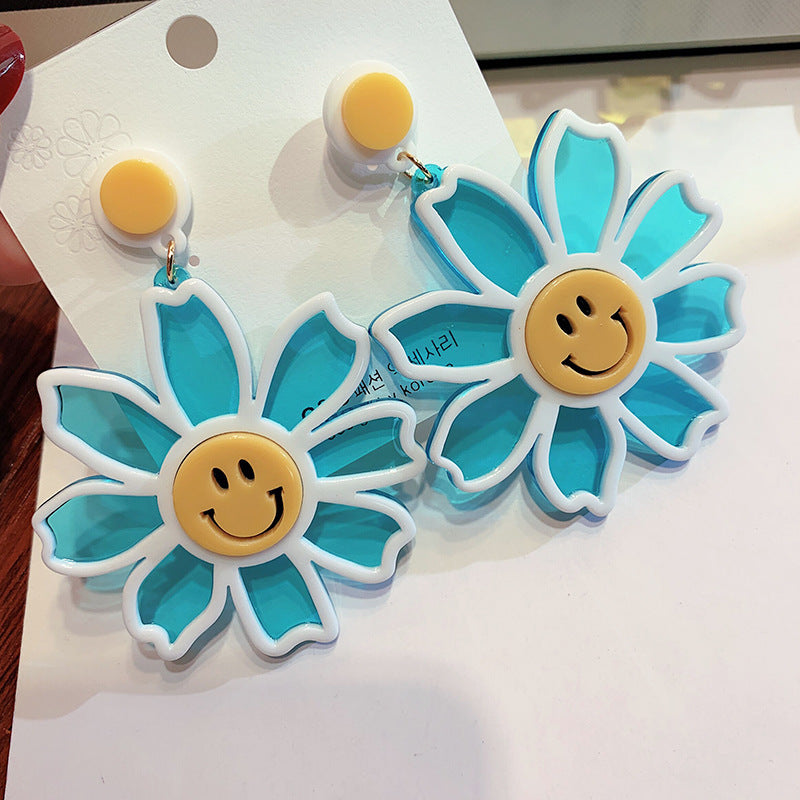 Acrylic Flower Smiling Face Earrings MIC-ChouD010