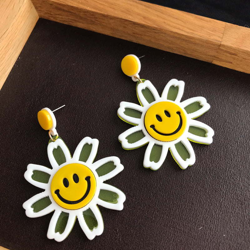 Acrylic Flower Smiling Face Earrings MIC-ChouD010