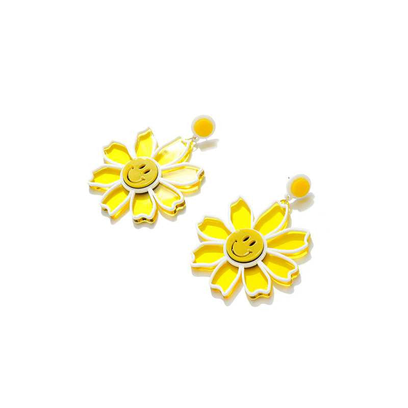 Acrylic Flower Smiling Face Earrings MIC-ChouD010