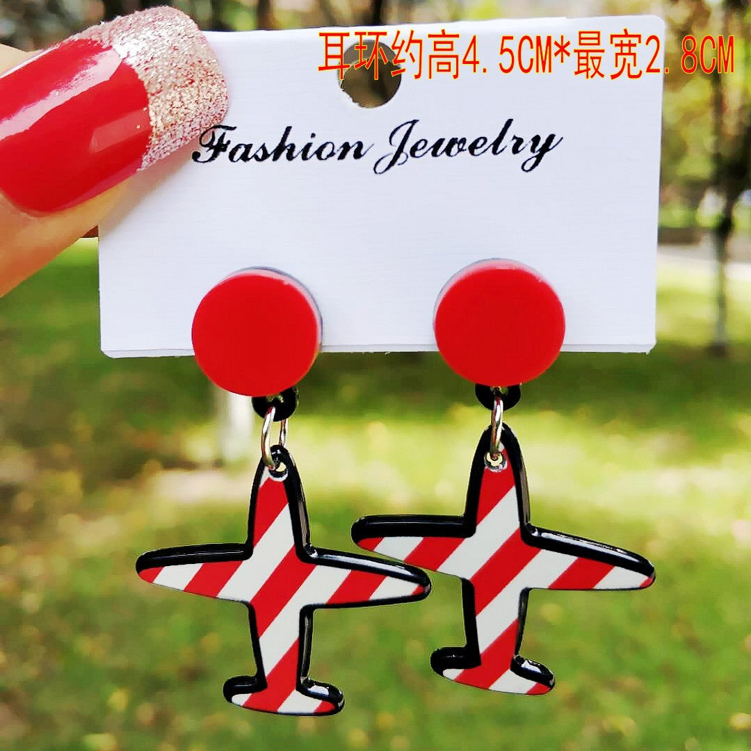 Acrylic smiley face letter earrings MIC-HanS004