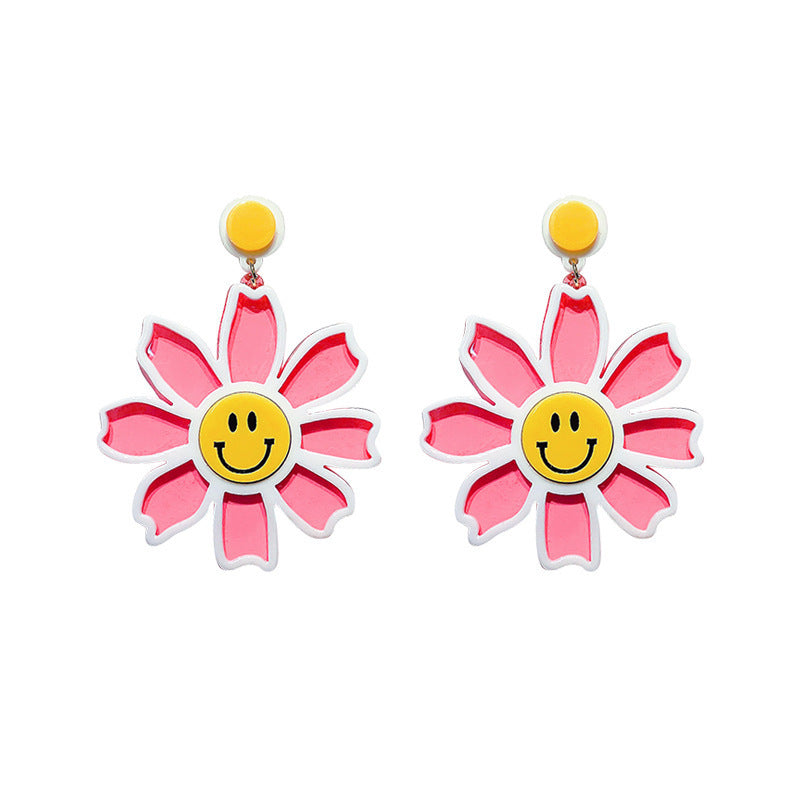 Acrylic Flower Smiling Face Earrings MIC-ChouD010