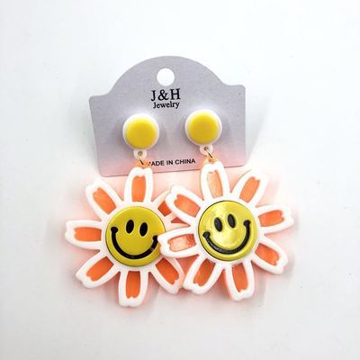 Acrylic Flower Smiling Face Earrings MIC-ChouD010