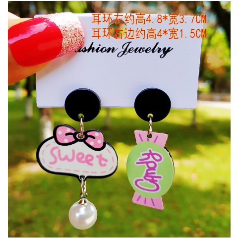 Acrylic smiley face letter earrings MIC-HanS004