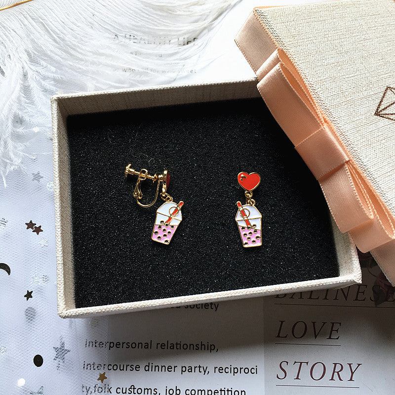 Alloy Pearl Milk Tea Earrings MIC-RMM011