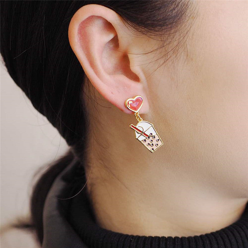 Alloy Pearl Milk Tea Earrings MIC-RMM011