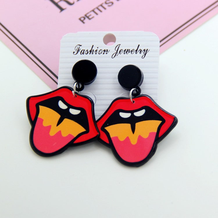 Acrylic Mouth Flower Earrings MIC-HanS002