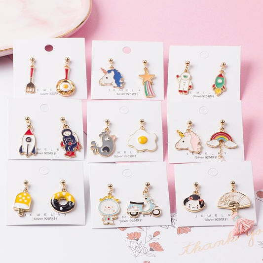 Alloy Donut Unicorn Earrings MIC-MDD021