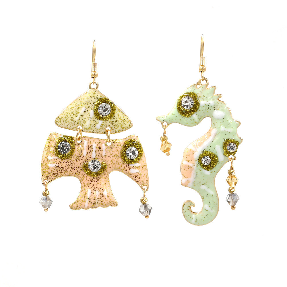 Alloy Drip Oil Seahorse Fish Earrings MYA-ManY075