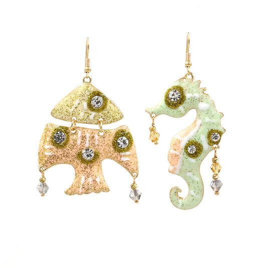 Alloy Drip Oil Seahorse Fish Earrings MYA-ManY075