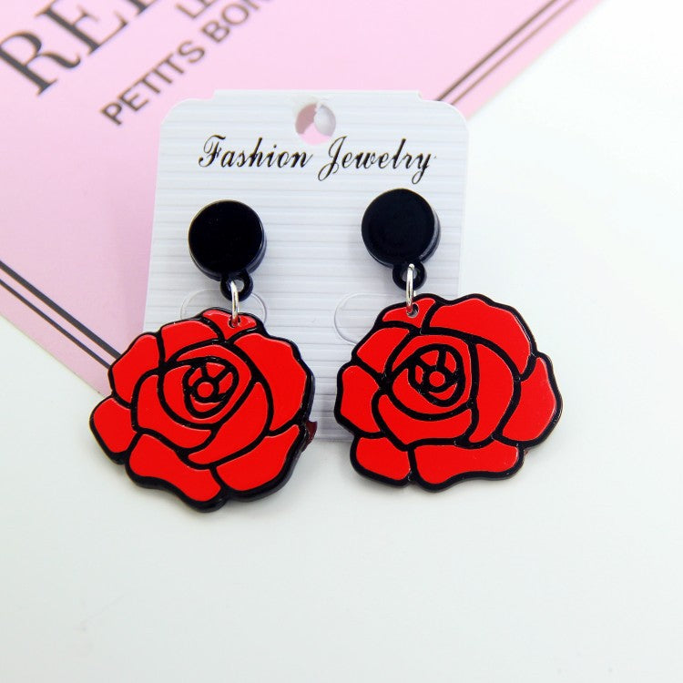 Acrylic Mouth Flower Earrings MIC-HanS002