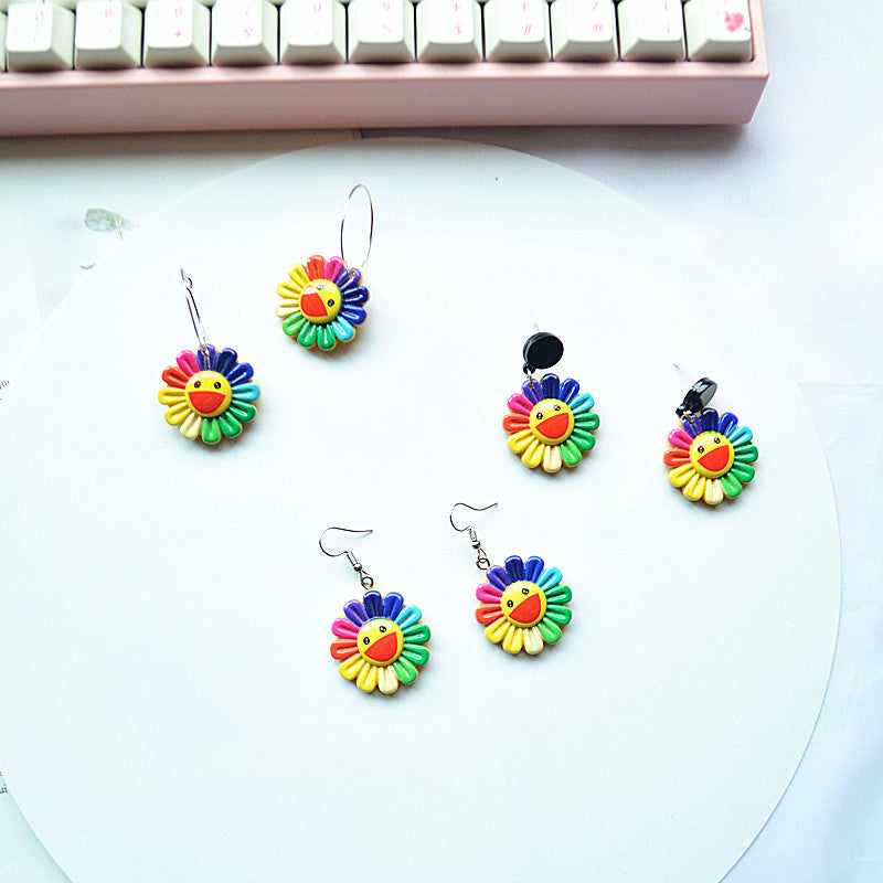 Resin Colorful Sunflower Ear Clip (Minimo de Compra 2) MIC-XieN034