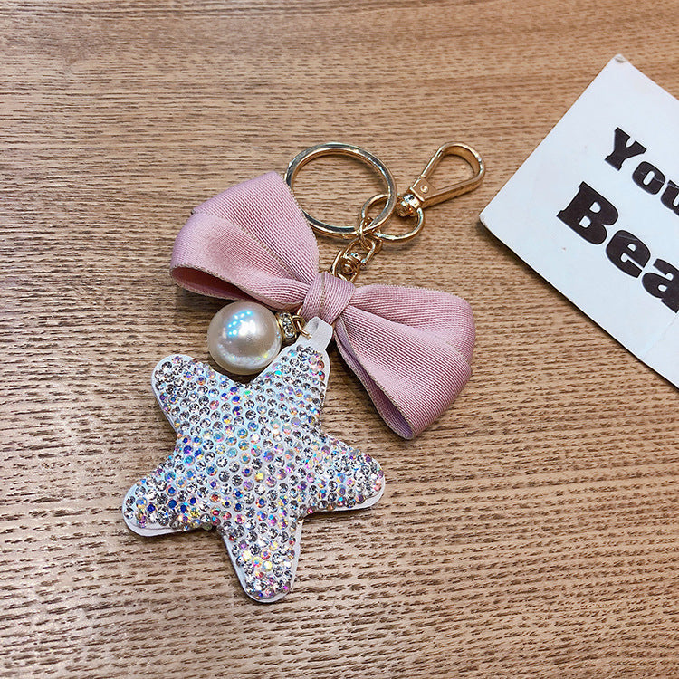 Diamond cartoon five-pointed star key chain  （Minimo de compra 2） MYA-LianX008