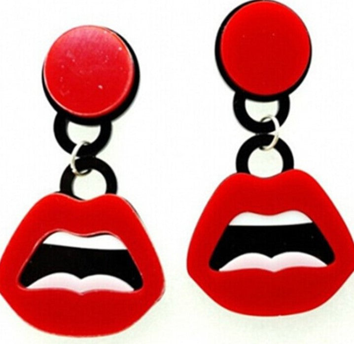 Acrylic Lip Mouth Earrings MIC-XueP113