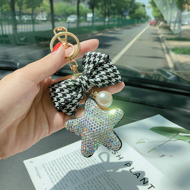 Diamond cartoon five-pointed star key chain  （Minimo de compra 2） MYA-LianX008