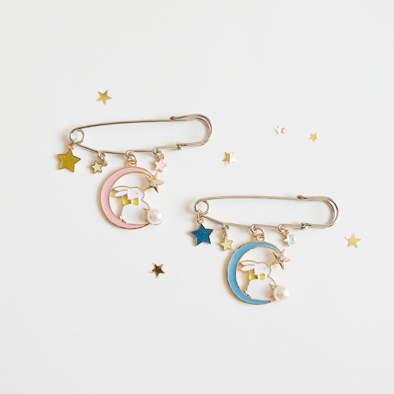 Alloy cartoon starry moon rabbit brooch (Minimo de Compra 3) MIC-JiangL030